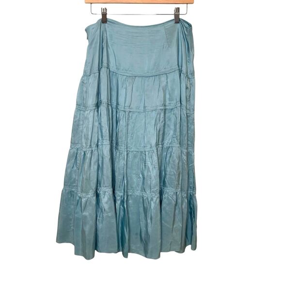 Sundance Silk Skirt Size 8 in Blue Lightweight Tiered Fully Lined - Picture 2 of 10